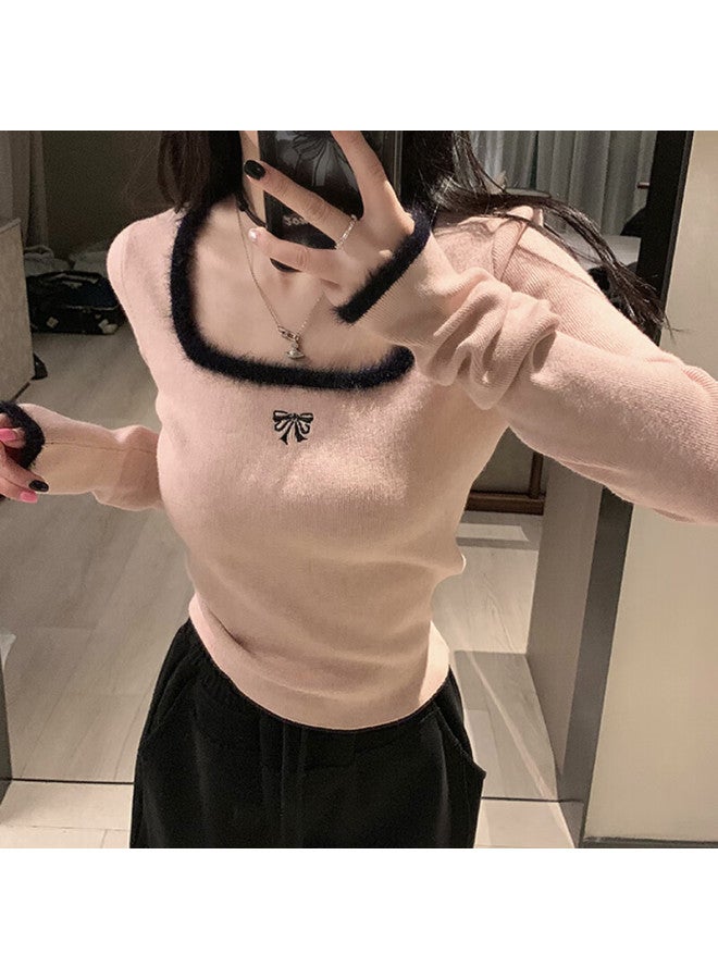 Yuzhaolin Women's Base Layer, Early Spring Autumn Winter Inner Wear, Square Neck, Brushed Warm, Slim Fit, High Elasticity Sweater, Long Sleeve Knitted Top - Image 2