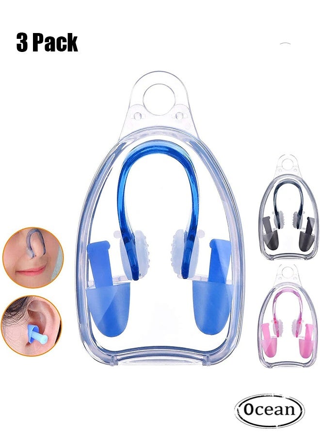 JS 3 Pack Nose Clips and Earplugs Set, for Swimming, Soft Silicone Nose Plugs and Ear Plugs for Swimming Adults Kids, Nose & Ear Protectors Kit ideal for Beginner - Image 1