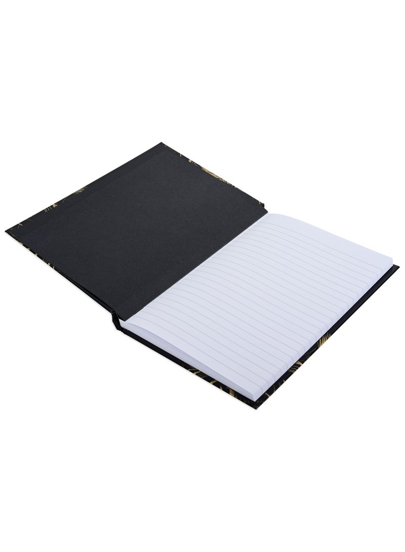 FIS FIS® Notebook Hard Cover, A5 Size(14.8x21cm), 2 Quire, 192 Pages, 96 Sheets, Single Line Ruling, Golden/Black, Packet of 5 Pieces, Design 7 - FSNBHCA5GLBKD07  - Image 5