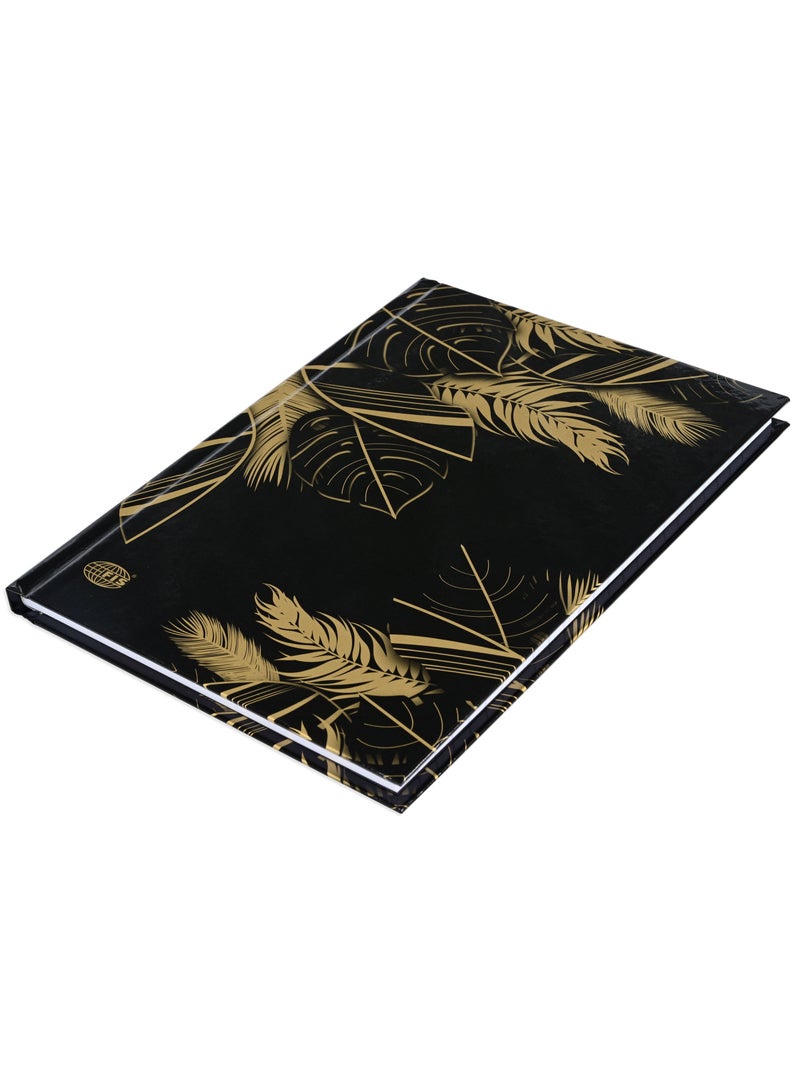 FIS FIS® Notebook Hard Cover, A5 Size(14.8x21cm), 2 Quire, 192 Pages, 96 Sheets, Single Line Ruling, Golden/Black, Packet of 5 Pieces, Design 7 - FSNBHCA5GLBKD07  - Image 3