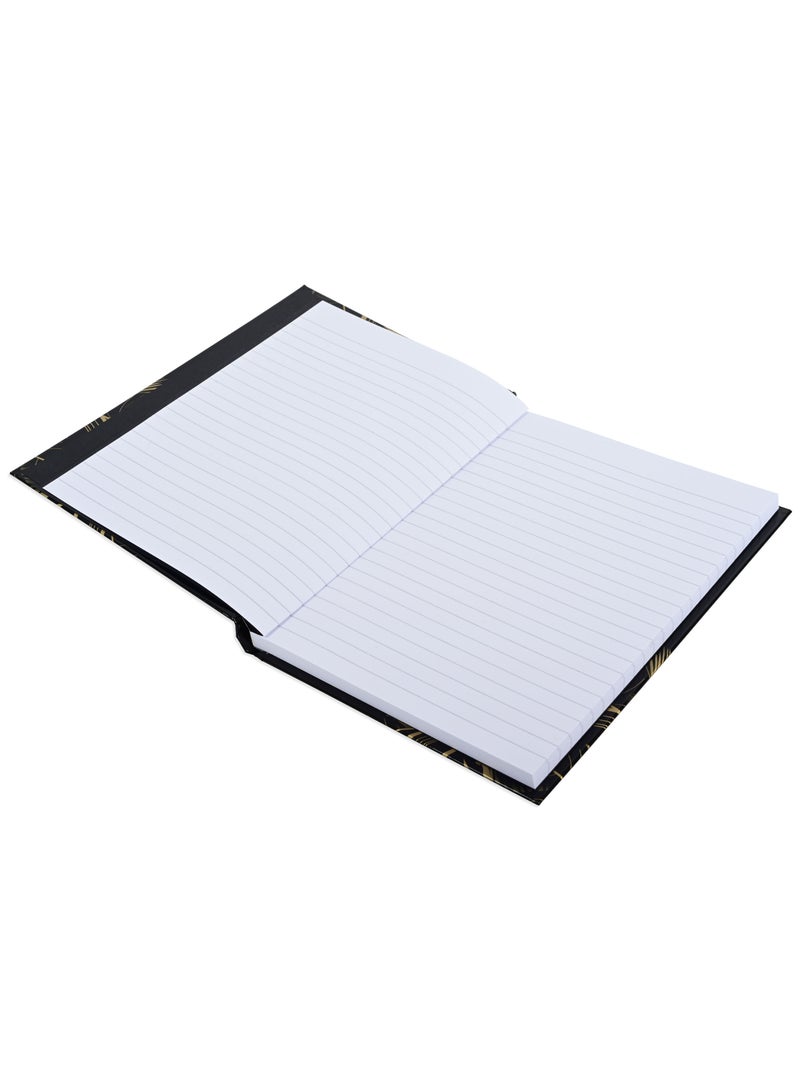 FIS FIS® Notebook Hard Cover, A5 Size(14.8x21cm), 2 Quire, 192 Pages, 96 Sheets, Single Line Ruling, Golden/Black, Packet of 5 Pieces, Design 7 - FSNBHCA5GLBKD07  - Image 2