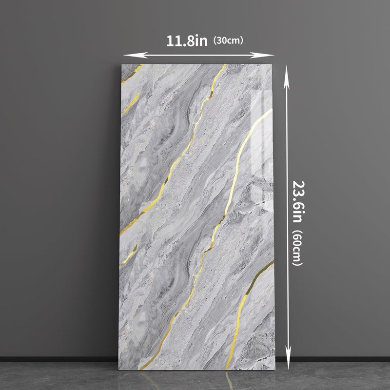 Haimin Wall Panels Peel and Stick 10 Pieces 23.6x11.8in (19.4 Sq. Ft. Coverage) Lightweight Backsplash Marble Look Tile (not Real Marble) Ideal for Kitchen Bathrooms Living Rooms Bedrooms - Image 5