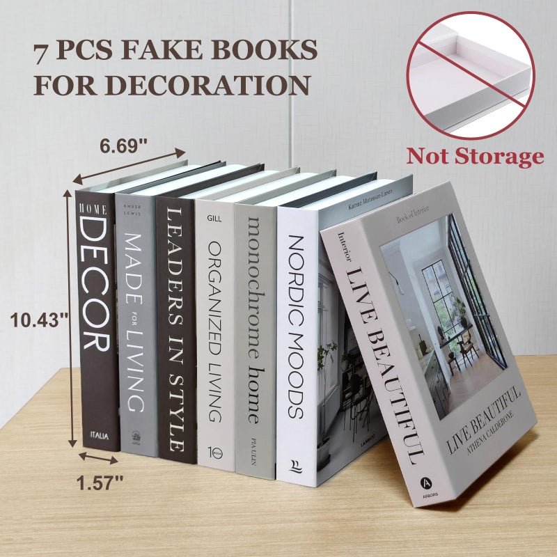 Gocelufe Decorative Books for Home Decor - 7 Pcs Fake Books for Decoration, Faux Stack for Bookshelf, Coffee Table, Designer Decor Set - Image 2