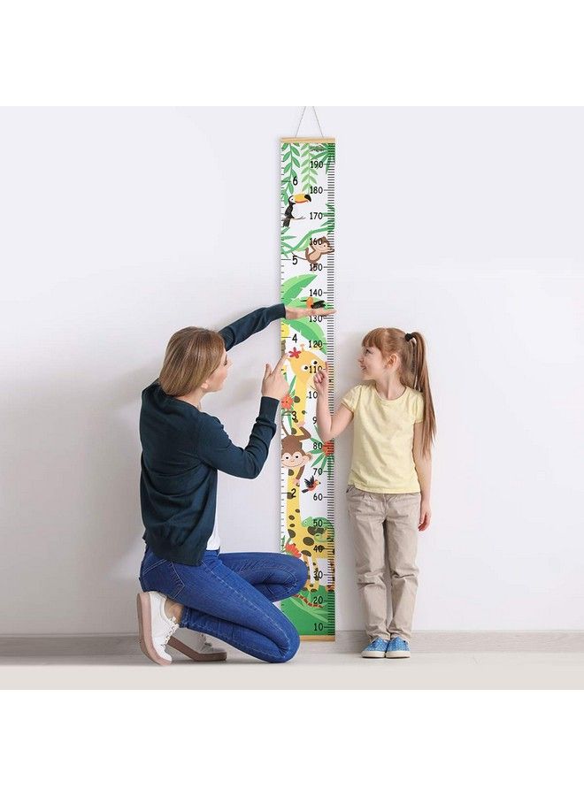 Smlper Growth Chart For Kids Child Height Chart Ruler For Wall Wood Frame Fabric Canvas Height Measurement Ruler For Kids Nursery Room Removable Wall Decor 79"X7.9" - Image 5