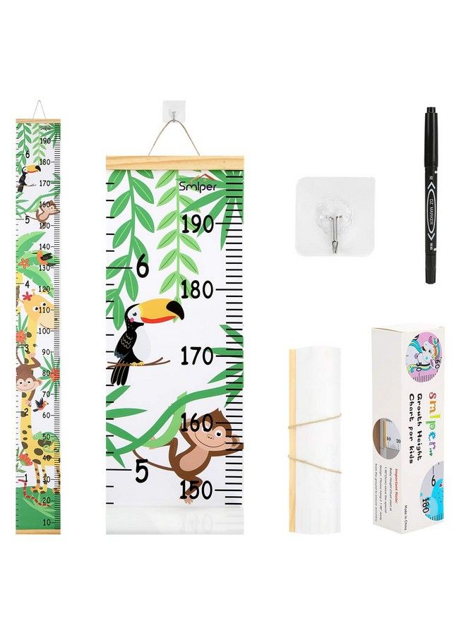 Smlper Growth Chart For Kids Child Height Chart Ruler For Wall Wood Frame Fabric Canvas Height Measurement Ruler For Kids Nursery Room Removable Wall Decor 79"X7.9" - Image 2