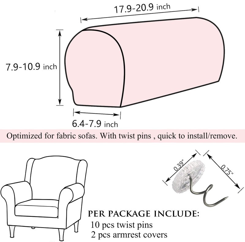 PBIEHSR Sofa Couch Arm Chair Covers, Armrest Armchair Covers Stretch Recliner Slipcover, Set of 2 (Sand) - Image 2