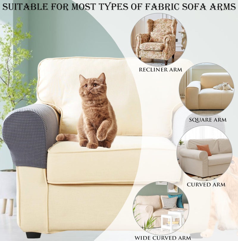 PBIEHSR Sofa Couch Arm Chair Covers, Armrest Armchair Covers Stretch Recliner Slipcover, Set of 2 (Sand) - Image 4