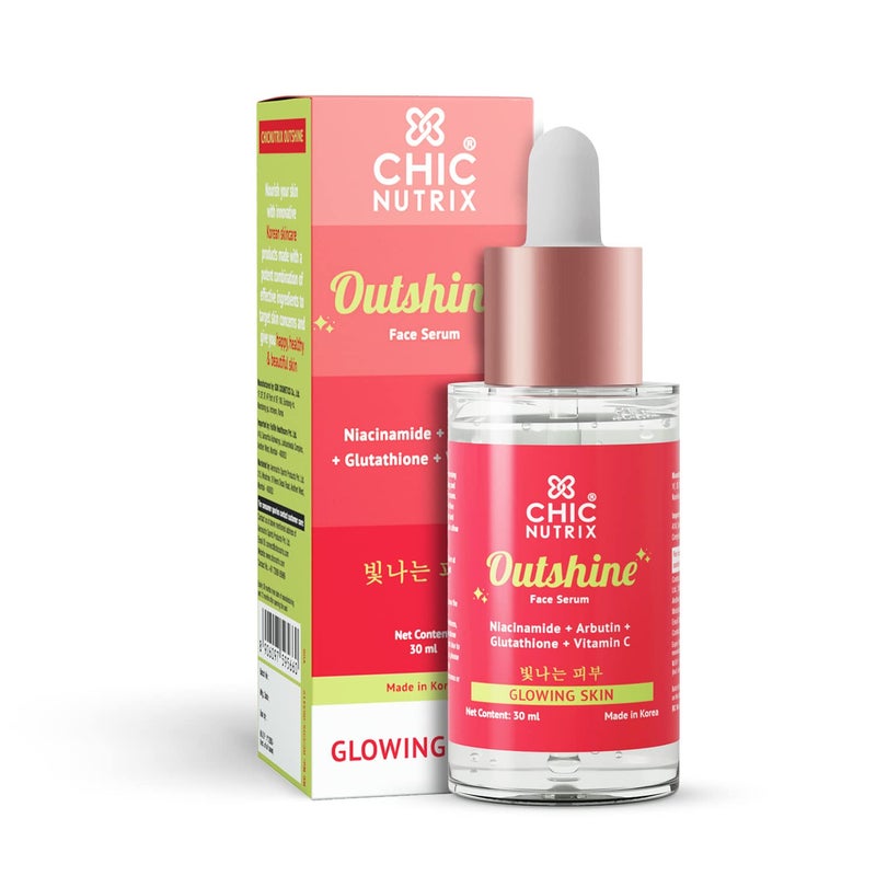 Chicnutrix Outshine  Korean Brightening Face Serum  Made in Korea  5 Powerful Actives  Niacinamide Glutathione Vitamin C  For Pigmentation Dark Spots  Acne Marks  For All Skin Types - Image 1