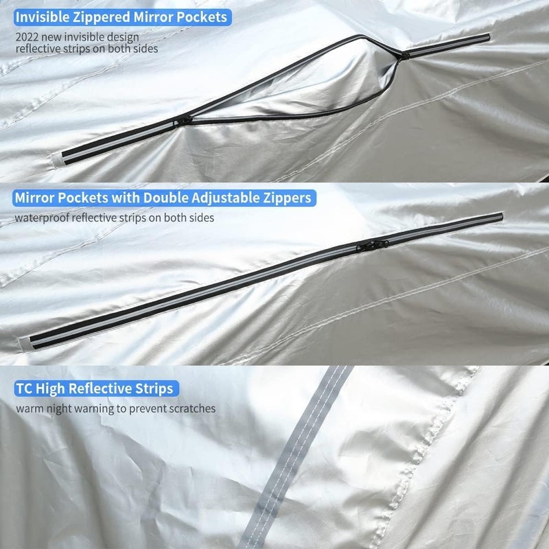 Tecoom Hard Shell Car Cover - Waterproof, UV-Proof, Windproof for All Weather (150-178 Inches Length) - Image 3