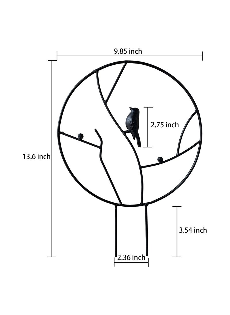SYOSI 2 Pcs Iron Garden Trellis for Climbing Plants, 13.6" Rust Proof Small Trellis for Indoor Potted Plants, Round Circle Trellis with Bird, Metal Vine Plant Support Trellis for Vines   Black  - Image 5