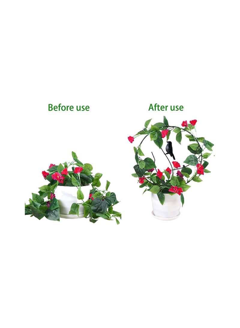 SYOSI 2 Pcs Iron Garden Trellis for Climbing Plants, 13.6" Rust Proof Small Trellis for Indoor Potted Plants, Round Circle Trellis with Bird, Metal Vine Plant Support Trellis for Vines   Black  - Image 2