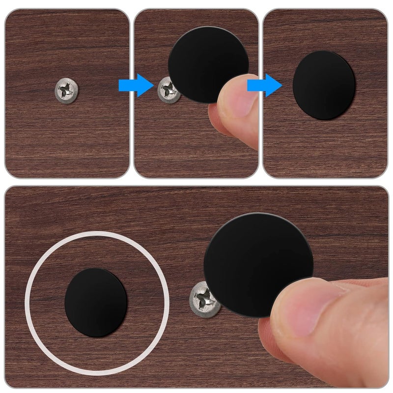 Eersida 100 Pcs Screw Caps Covers Plastic Self Tapping and 580 Pieces Self Adhesive Furniture Screw Hole Cover Stickers for Wood Furniture(Black) - Image 3