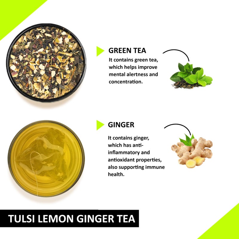 Teacurry Tulsi Lemon Ginger Tea (180 Teabags) - Helps to Improve Strength and Skin Wellness | 100% Natural - Image 3