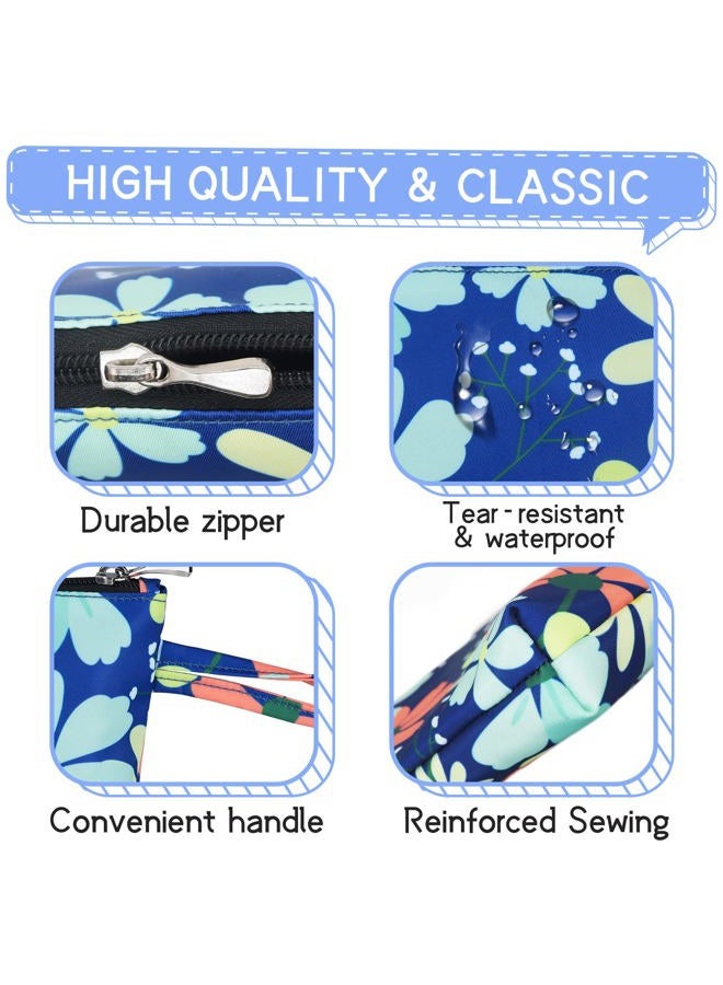 Gloppie Makeup Bag for Women Small Bag for Purse Tiny Travel Cosmetic Bag Zipper Makeup Pouch Klein Blue Flower - Image 3