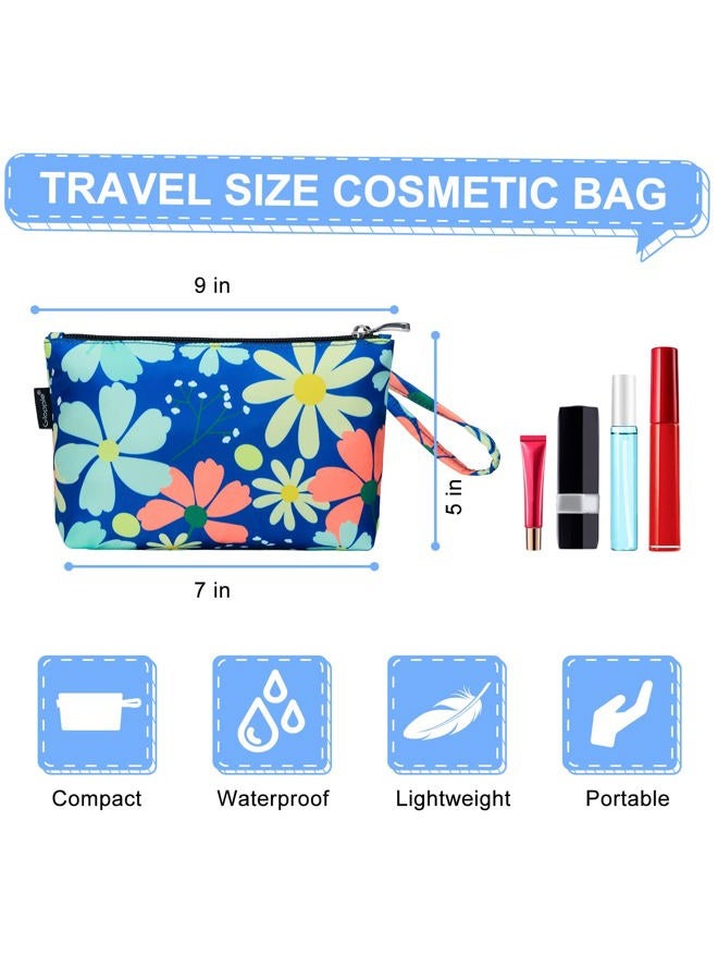 Gloppie Makeup Bag for Women Small Bag for Purse Tiny Travel Cosmetic Bag Zipper Makeup Pouch Klein Blue Flower - Image 2