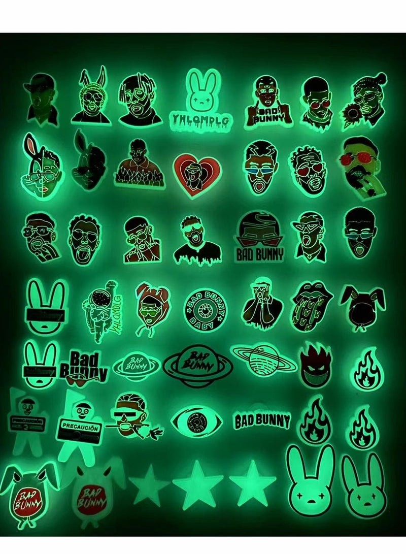 Excefore Croc Charms Jibbitz, Bad Bunny Shoe Decoration Charms for Clog Sandals, Glow in the Dark Croc Pins Accessories for Unisex-Adult Kids Men Women Party Favor Gifts 49 Pcs - Image 2