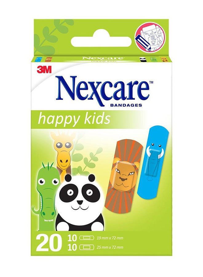 3M Happy Kids Bandage Animals Assorted 20'S