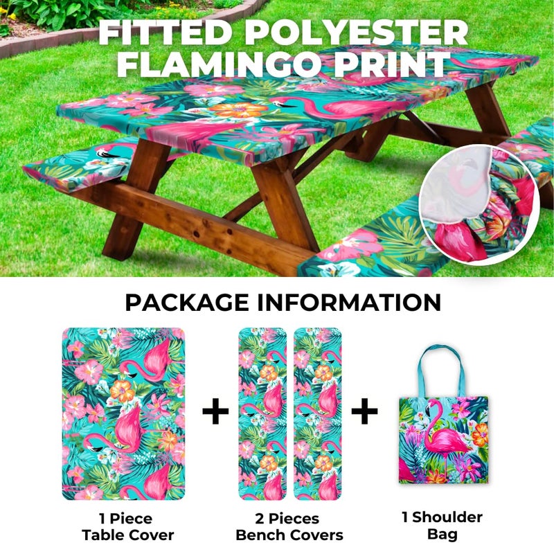 RNOONY 6ft Polyester Picnic Table Cover with Bench Covers Windproof & Waterproof Tablecloth, Perfect for Camping Gifts & RV Essentials, Cool Camping Gadgets, with Carrying Bag, 72x30 Inches, 4Pcs - Image 3