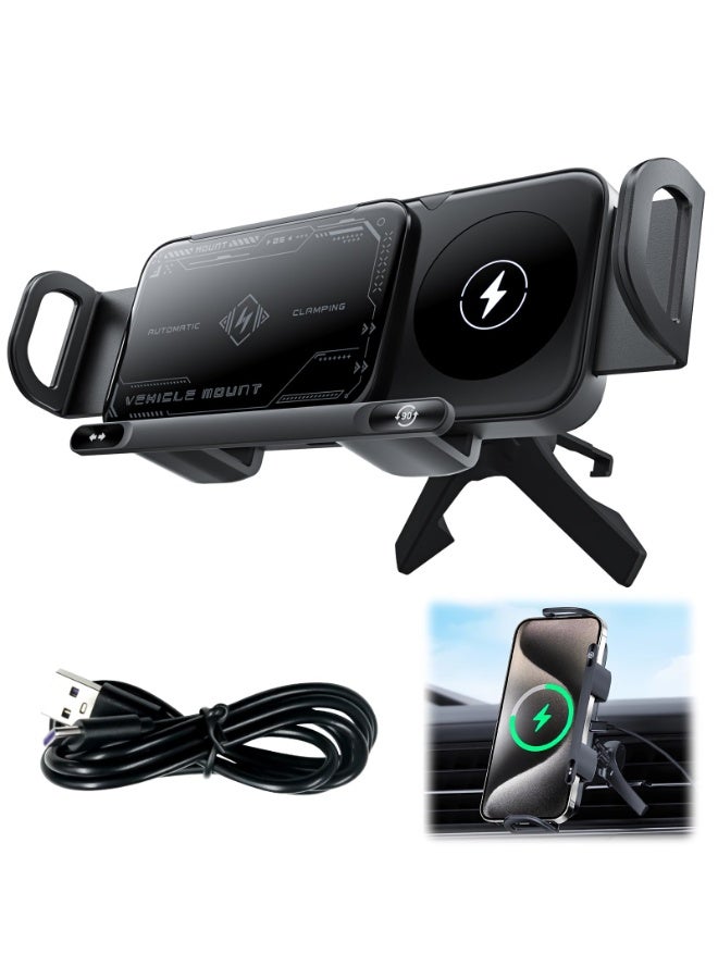 15W 90 Degree Rotating Wireless Car Air Conditioner Charger and Holder (X01) - Image 2