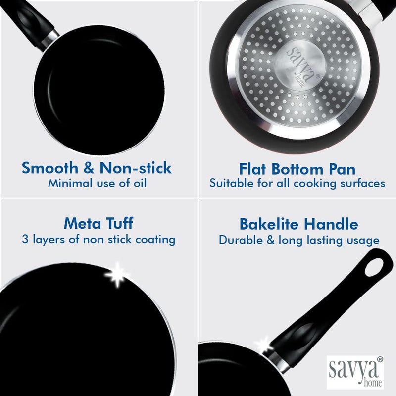 SAVYA HOME - SAVYA HOME Non Stick Frying Pan 26 cm Stove Induction Cookware Minimal Oil Cooking Easy Grip Handle 3 Layer Non Stick Coating NonToxic Lightweight 2 Year Warranty Black Colour - Image 1