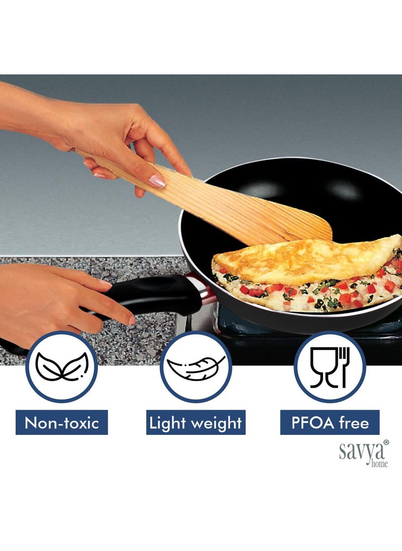 SAVYA HOME - SAVYA HOME Non Stick Frying Pan 26 cm Stove Induction Cookware Minimal Oil Cooking Easy Grip Handle 3 Layer Non Stick Coating NonToxic Lightweight 2 Year Warranty Black Colour - Image 1
