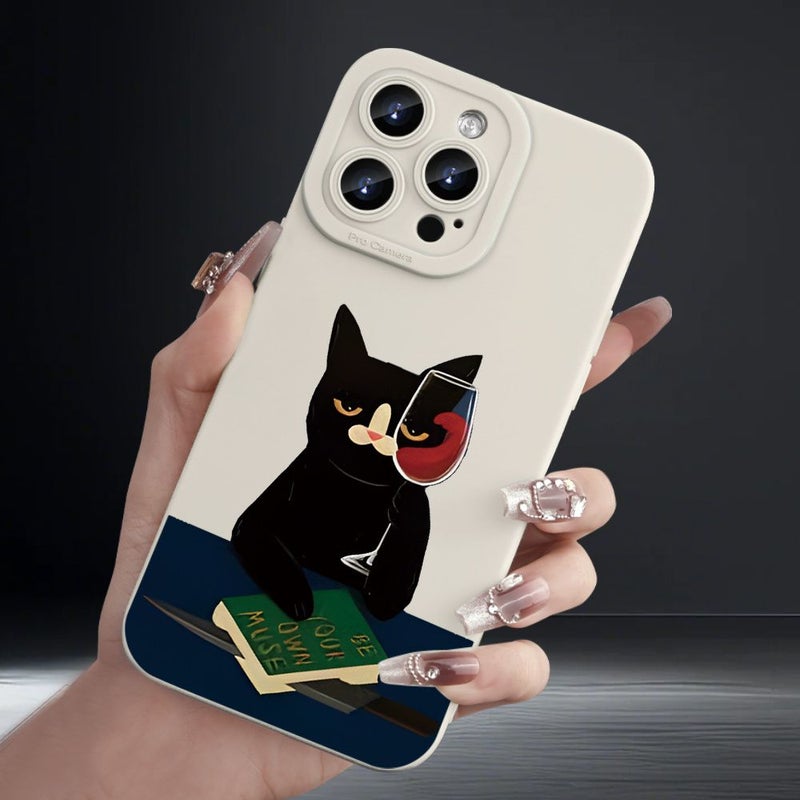 حافظة هاتف من مادة TPU البيضاء بتصميم القط الأسود لهاتف iPhone 17 Air - Image 1