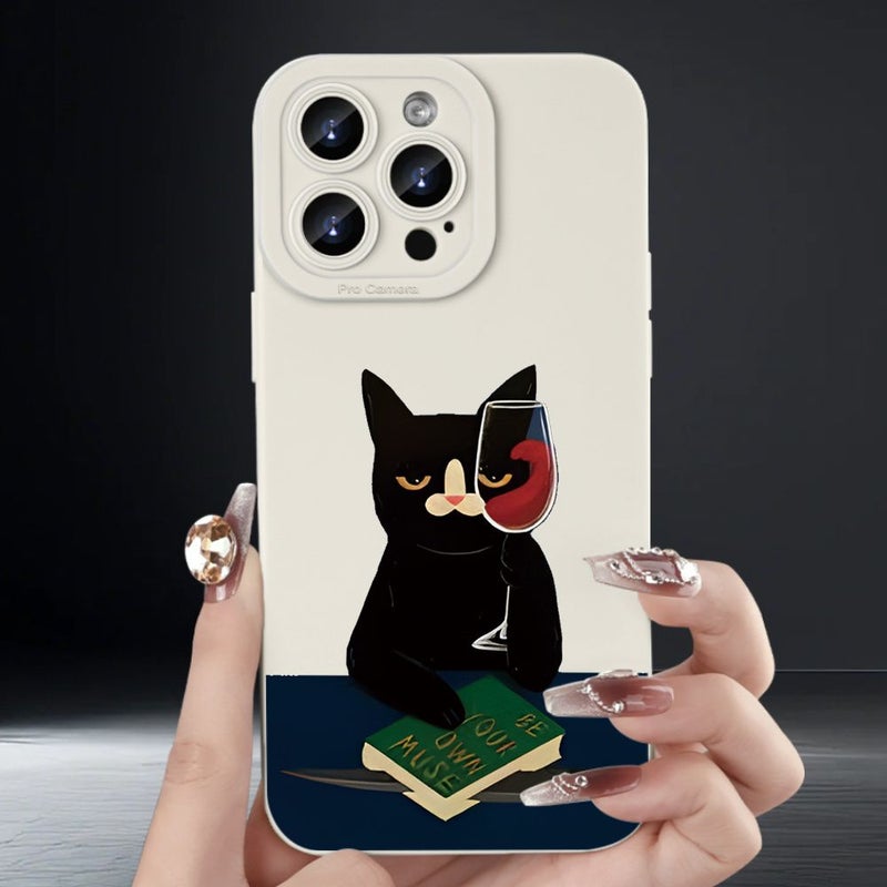 حافظة هاتف من مادة TPU البيضاء بتصميم القط الأسود لهاتف iPhone 17 Air - Image 3