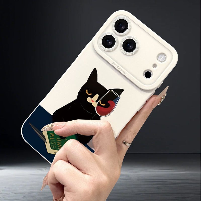حافظة هاتف من مادة TPU البيضاء بتصميم القط الأسود لهاتف iPhone 17 Air - Image 4