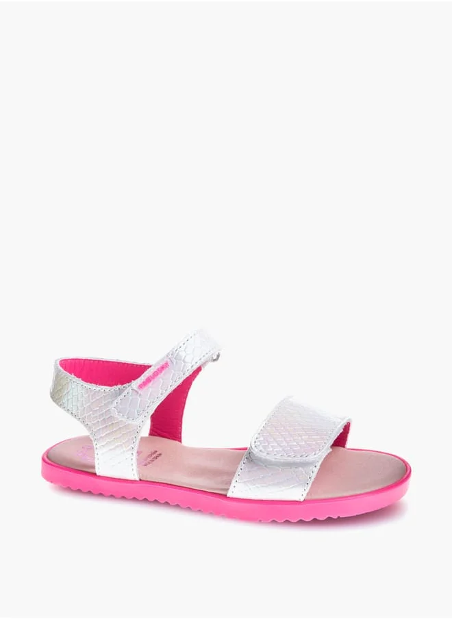 Pablosky Girls' Textured Sandals with Hook and Loop Closure