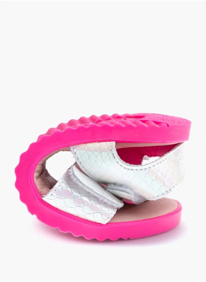 بابلوسكي Girls' Textured Sandals with Hook and Loop Closure