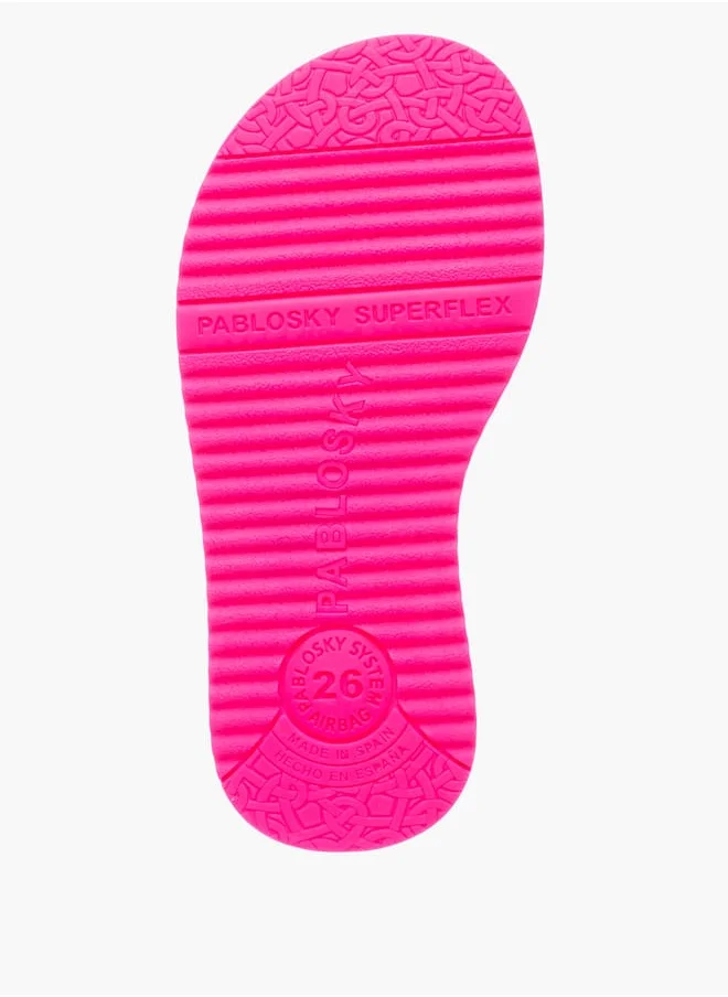 بابلوسكي Girls' Textured Sandals with Hook and Loop Closure