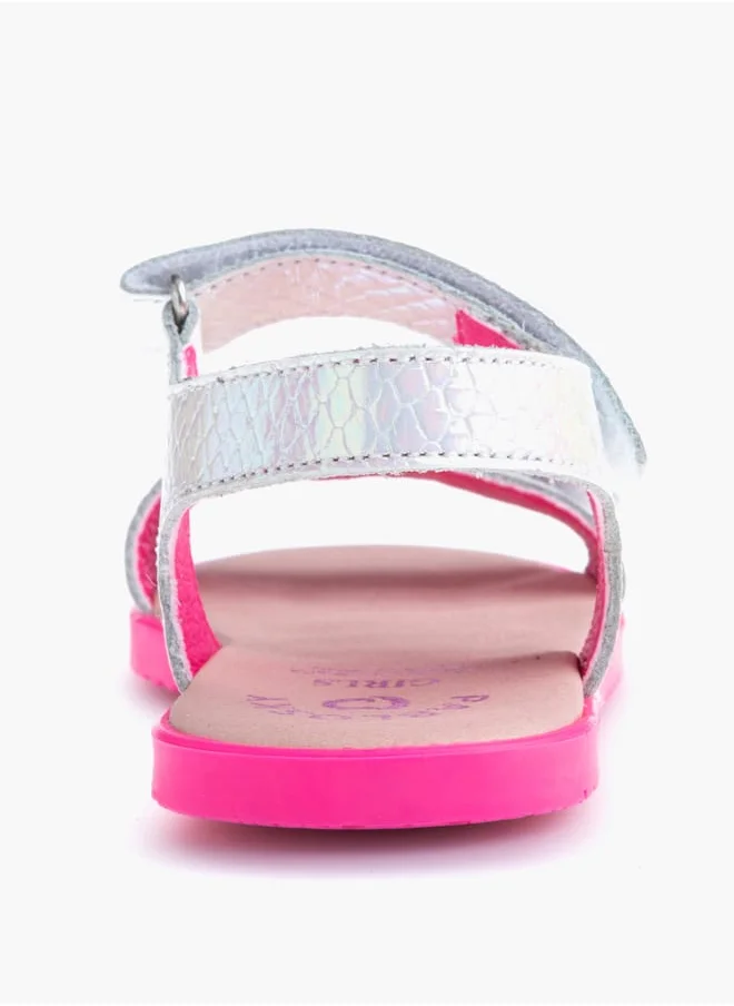 بابلوسكي Girls' Textured Sandals with Hook and Loop Closure