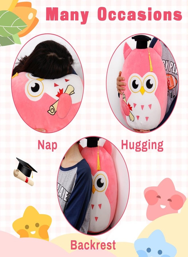 OurHonor Our Honor Plush Soft Owl Stuffed Animal with Pink Body and Ears, Black Graduation Cap, Fringe and Diploma, Cute Pillow Toy Graduation Gift for Her, Kids - Image 2