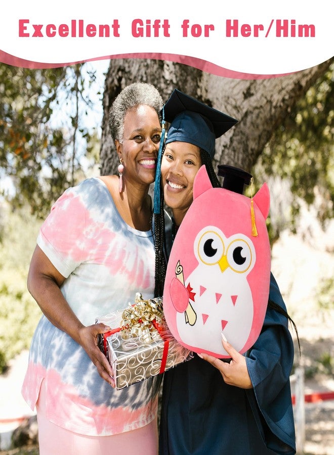 OurHonor Our Honor Plush Soft Owl Stuffed Animal with Pink Body and Ears, Black Graduation Cap, Fringe and Diploma, Cute Pillow Toy Graduation Gift for Her, Kids - Image 3