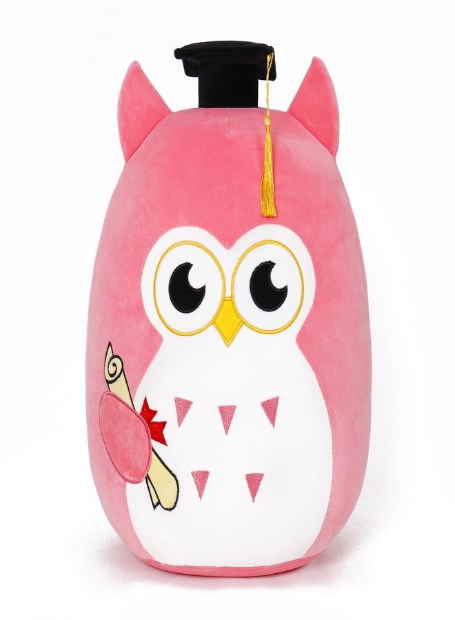 OurHonor Our Honor Plush Soft Owl Stuffed Animal with Pink Body and Ears, Black Graduation Cap, Fringe and Diploma, Cute Pillow Toy Graduation Gift for Her, Kids - Image 1