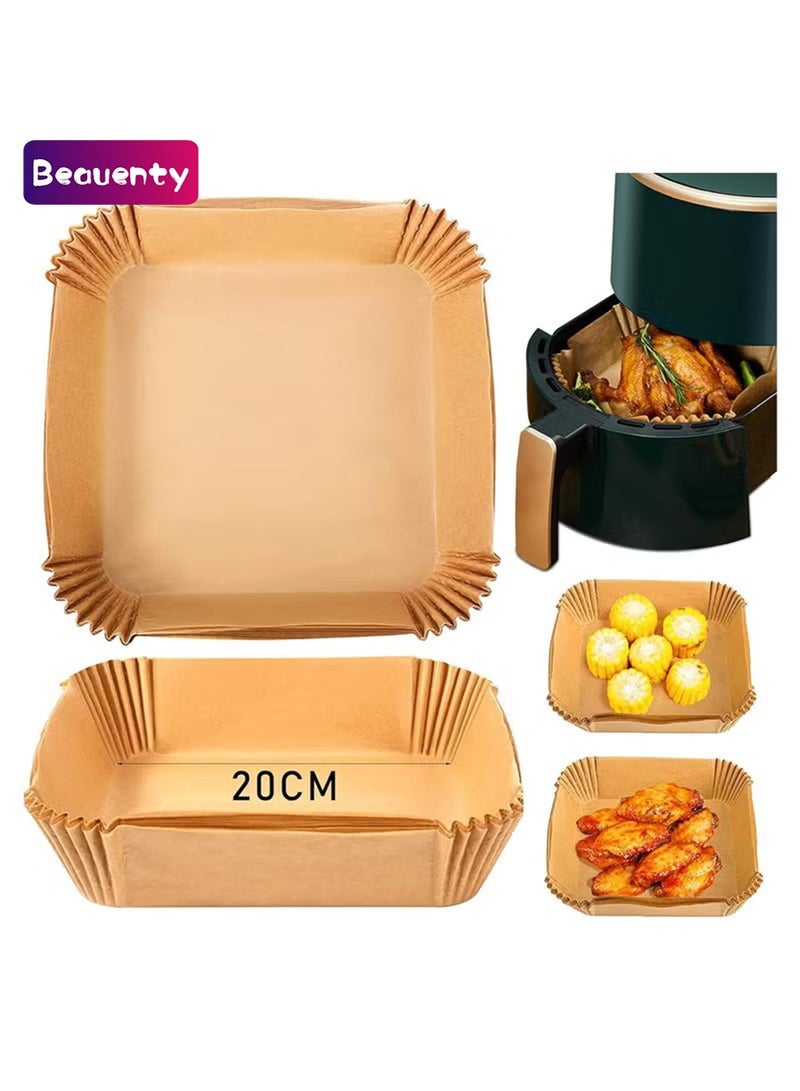 Beauenty 125 Pieces Air Fryer Disposable Paper Liner Sheets Baking Paper Waterproof Non-Stick for Frying Pan Microwave Hot Air Fryer 7.9 Inch Square (125 Pcs-20cm) - Image 1