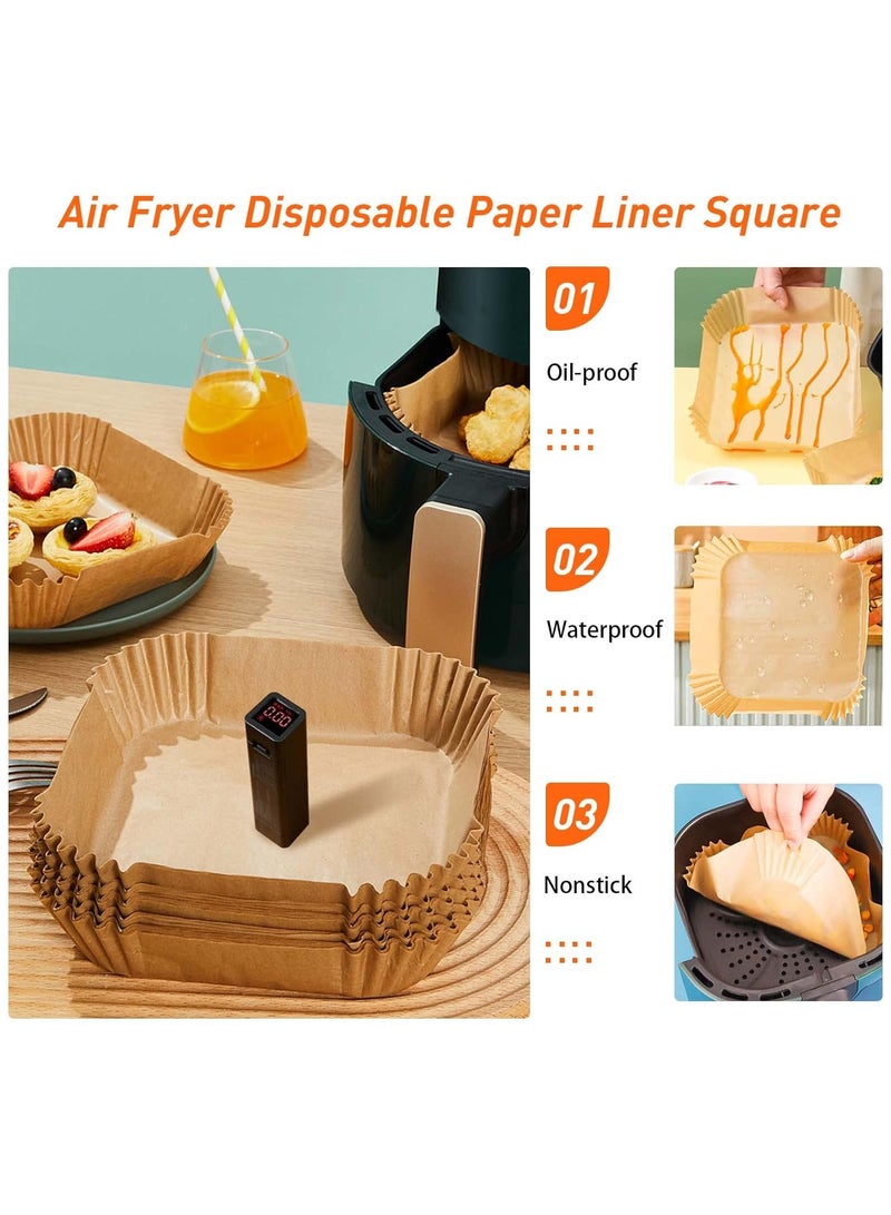 Beauenty 125 Pieces Air Fryer Disposable Paper Liner Sheets Baking Paper Waterproof Non-Stick for Frying Pan Microwave Hot Air Fryer 7.9 Inch Square (125 Pcs-20cm) - Image 5