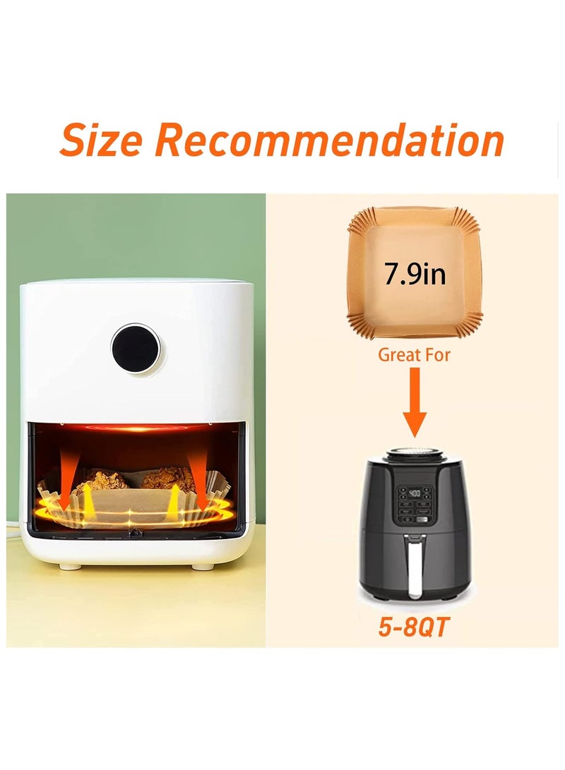 Beauenty 125 Pieces Air Fryer Disposable Paper Liner Sheets Baking Paper Waterproof Non-Stick for Frying Pan Microwave Hot Air Fryer 7.9 Inch Square (125 Pcs-20cm) - Image 4