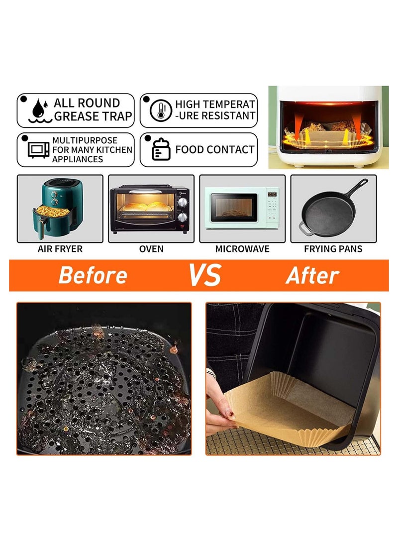 Beauenty 125 Pieces Air Fryer Disposable Paper Liner Sheets Baking Paper Waterproof Non-Stick for Frying Pan Microwave Hot Air Fryer 7.9 Inch Square (125 Pcs-20cm) - Image 2