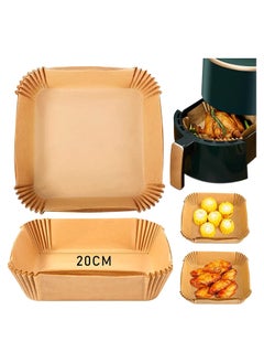Beauenty 125 Pieces Air Fryer Disposable Paper Liner Sheets Baking Paper Waterproof Non-Stick for Frying Pan Microwave Hot Air Fryer 7.9 Inch Square (125 Pcs-20cm)  - Image 1
