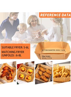 Beauenty 125 Pieces Air Fryer Disposable Paper Liner Sheets Baking Paper Waterproof Non-Stick for Frying Pan Microwave Hot Air Fryer 7.9 Inch Square (125 Pcs-20cm)  - Image 3