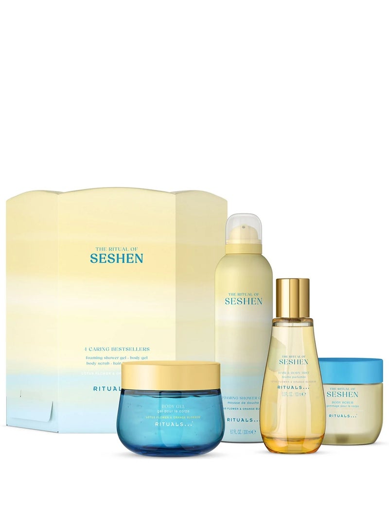 RITUALS Seshen Large Gift Set, 4-Piece Bath & Body Bundle – Orange Blossom, Lotus & Citrus Scented Foaming Shower Gel, Body Scrub, Body Gel & Hair and Body Mist, Summer Spa Gift Set - Image 1