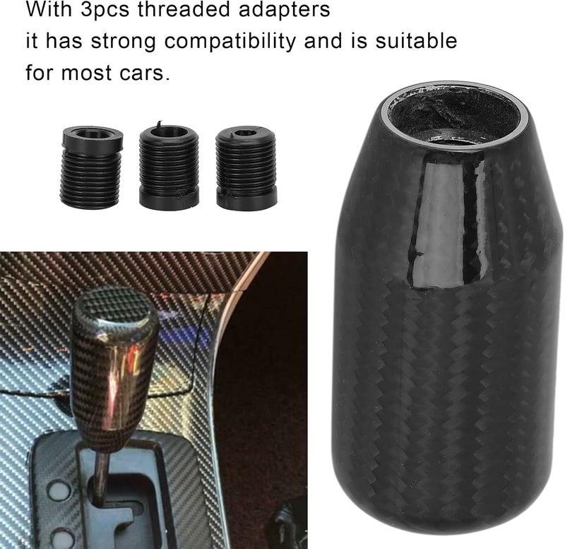 Carbon Fiber Shift Knob, Universal Gear Stick Shifter with 3 Threaded Adapters, Black - Durable Metal Construction, Easy Installation, Compatible with Manual and Automatic Cars - Image 5