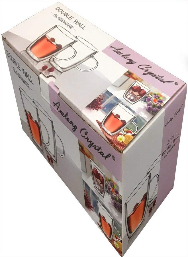 أملونج كريستال أكواب قهوة زجاجية مزدوجة الجدار من كريستال أملونج، سعة 12 أونصة، طقم من قطعتين - Image 4