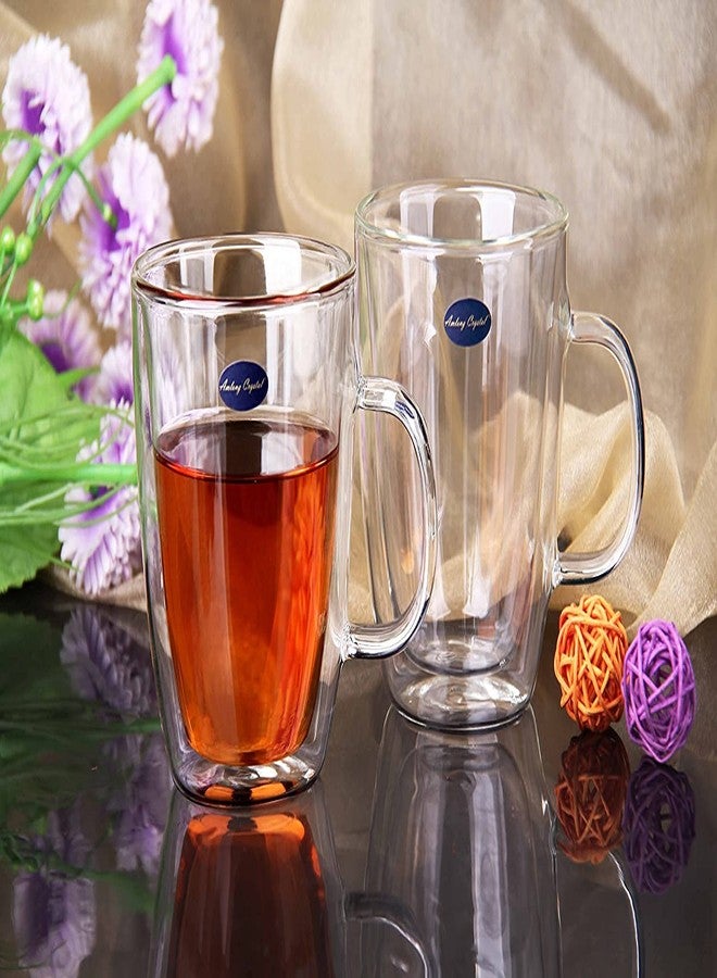 أملونج كريستال أكواب قهوة زجاجية مزدوجة الجدار من كريستال أملونج، سعة 12 أونصة، طقم من قطعتين - Image 3