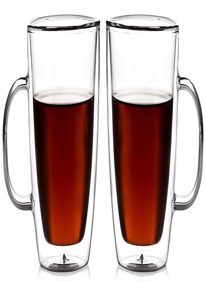 أملونج كريستال أكواب قهوة زجاجية مزدوجة الجدار من كريستال أملونج، سعة 12 أونصة، طقم من قطعتين - Image 1