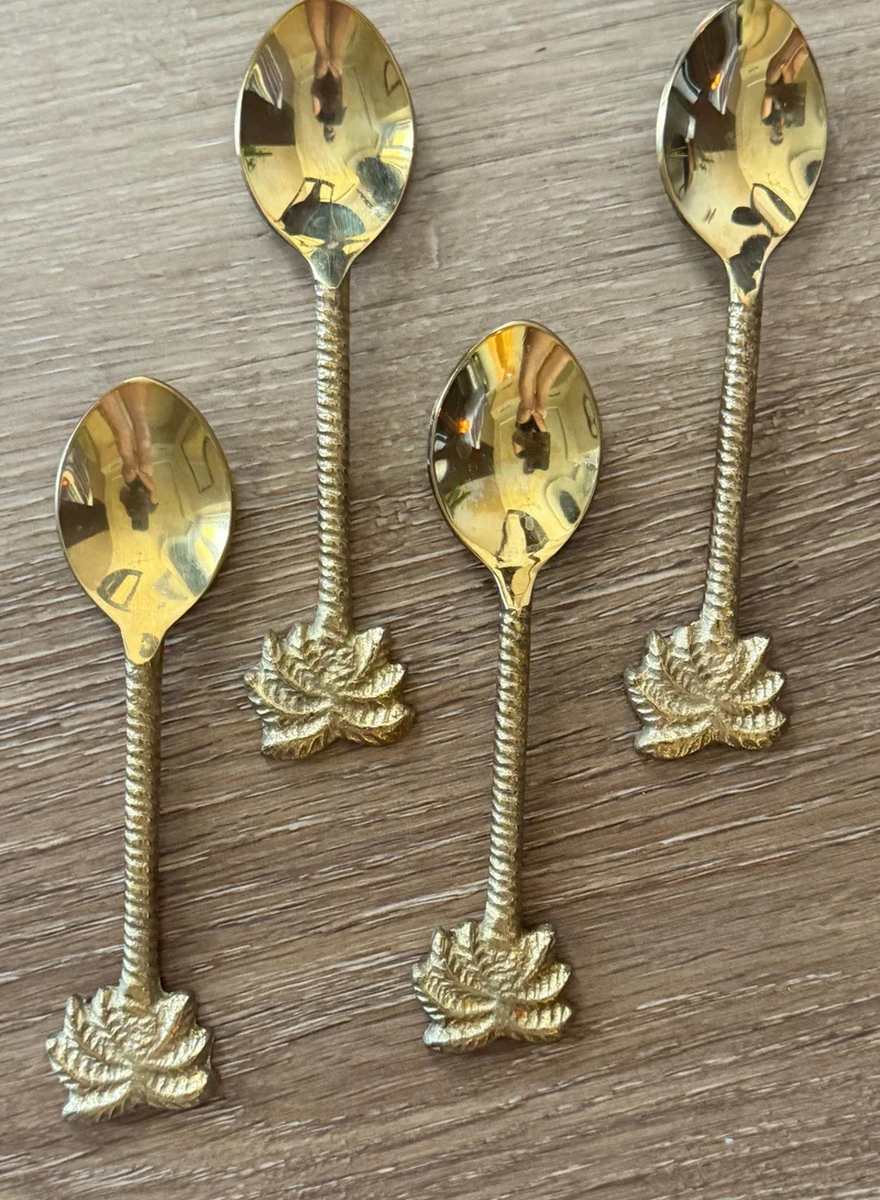 Tohfa Luxe TohfaLuxe Palm Brass Dessert Spoon Set of 4
