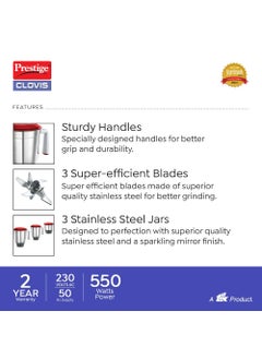 PRESTIGE Prestige Clovis 550 watts Mixer Grinder  - Image 5