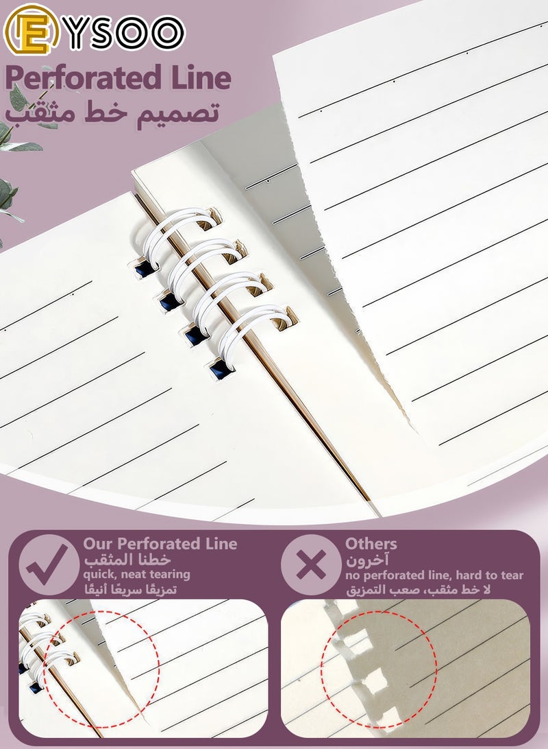  إيسو دفاتر EYSOO الحلزونية مقاس A5 (4 قطع) – ورق مسطر للجامعة بـ 60 ورقة / 120 صفحة – مفكرة بغلاف صلب كدفاتر حلزونية مسطرة للمكتب والمدرسة والكتابة. - Image 4