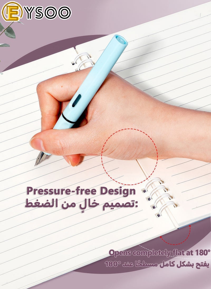  إيسو دفاتر EYSOO الحلزونية مقاس A5 (4 قطع) – ورق مسطر للجامعة بـ 60 ورقة / 120 صفحة – مفكرة بغلاف صلب كدفاتر حلزونية مسطرة للمكتب والمدرسة والكتابة. - Image 5